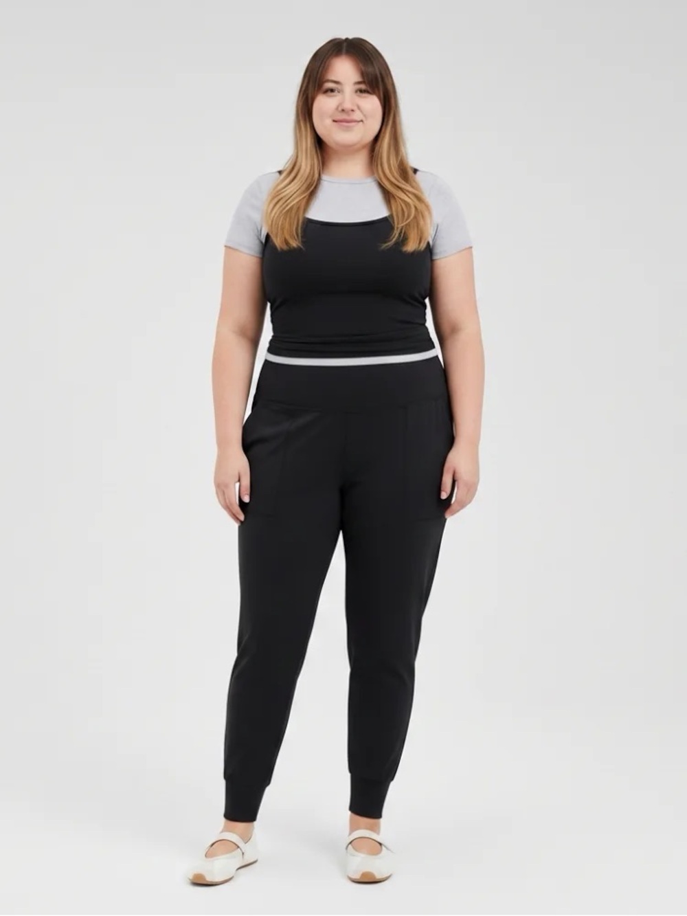 ATHLETA Salutation Textured Jogger Pants Gray Print Like New Plus Size 2X